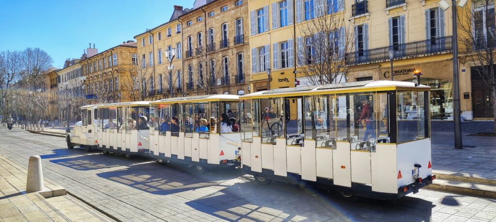 electric touristic train on the streets of Aix-en-Provence