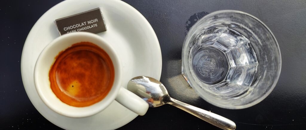 Espresso and a cup of water